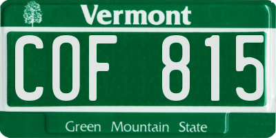VT license plate COF815