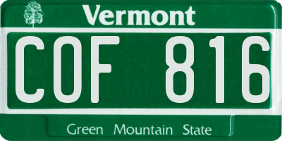 VT license plate COF816