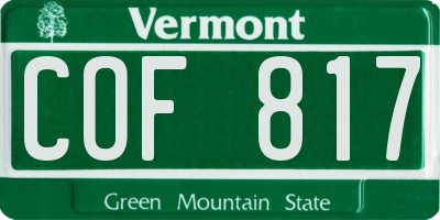 VT license plate COF817