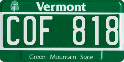 VT license plate COF818