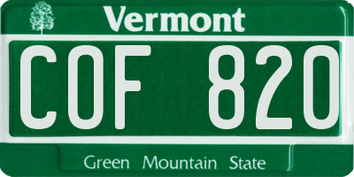 VT license plate COF820