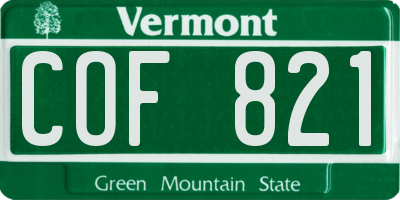 VT license plate COF821