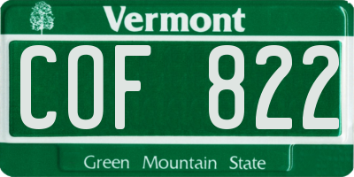 VT license plate COF822