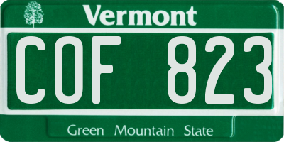 VT license plate COF823