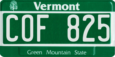 VT license plate COF825