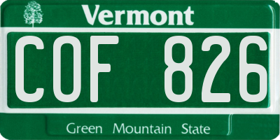 VT license plate COF826