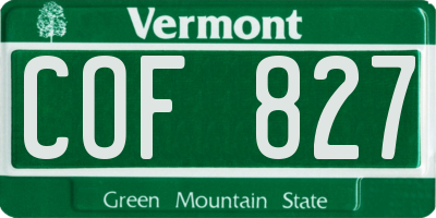 VT license plate COF827