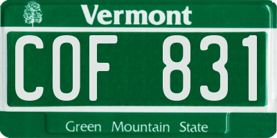 VT license plate COF831