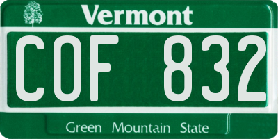 VT license plate COF832