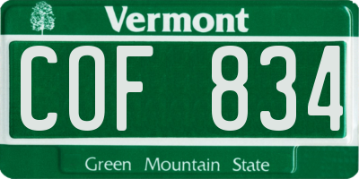 VT license plate COF834