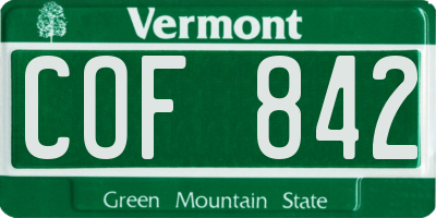 VT license plate COF842