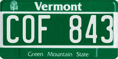 VT license plate COF843