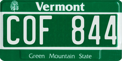 VT license plate COF844