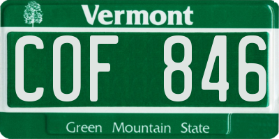 VT license plate COF846