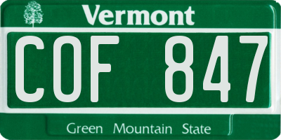 VT license plate COF847