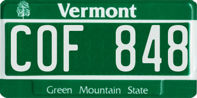 VT license plate COF848