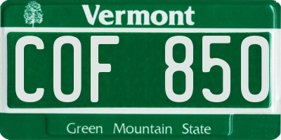 VT license plate COF850