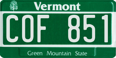 VT license plate COF851