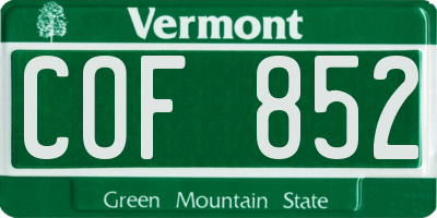 VT license plate COF852