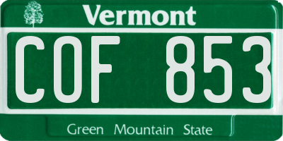 VT license plate COF853