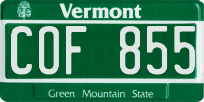 VT license plate COF855
