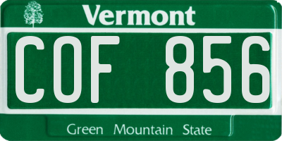 VT license plate COF856