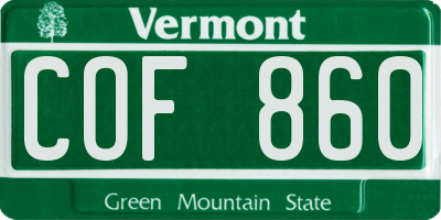 VT license plate COF860