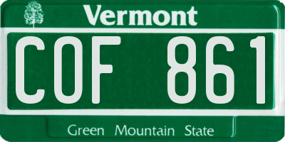 VT license plate COF861