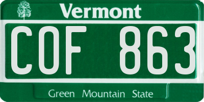 VT license plate COF863