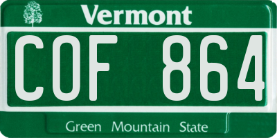 VT license plate COF864