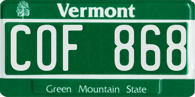 VT license plate COF868
