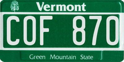 VT license plate COF870