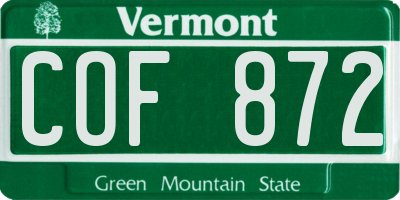 VT license plate COF872