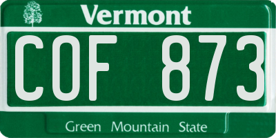 VT license plate COF873