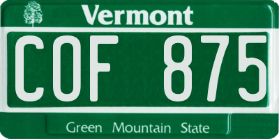 VT license plate COF875