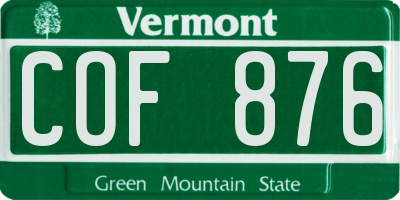 VT license plate COF876