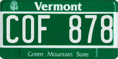 VT license plate COF878