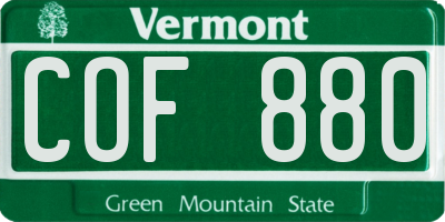 VT license plate COF880