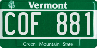 VT license plate COF881