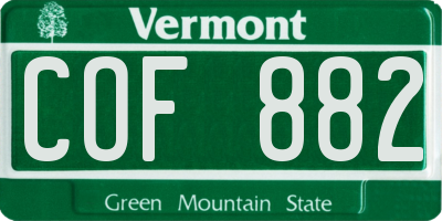 VT license plate COF882