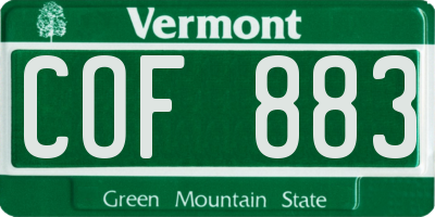 VT license plate COF883