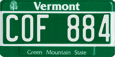 VT license plate COF884