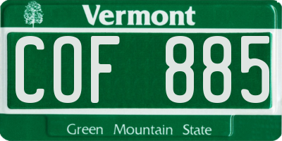 VT license plate COF885