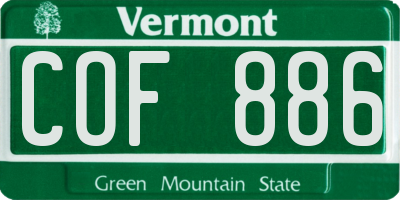 VT license plate COF886