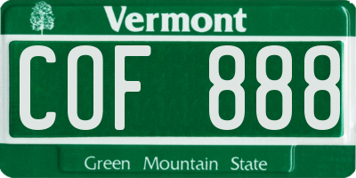 VT license plate COF888