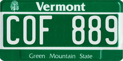 VT license plate COF889