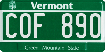 VT license plate COF890