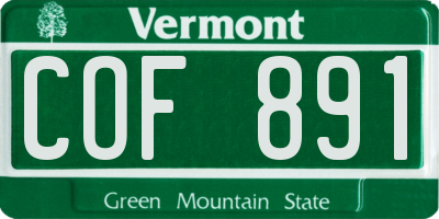 VT license plate COF891