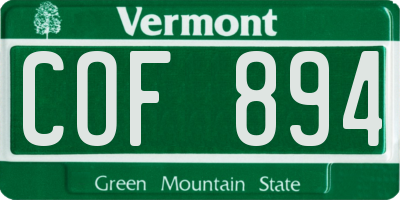VT license plate COF894