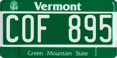VT license plate COF895